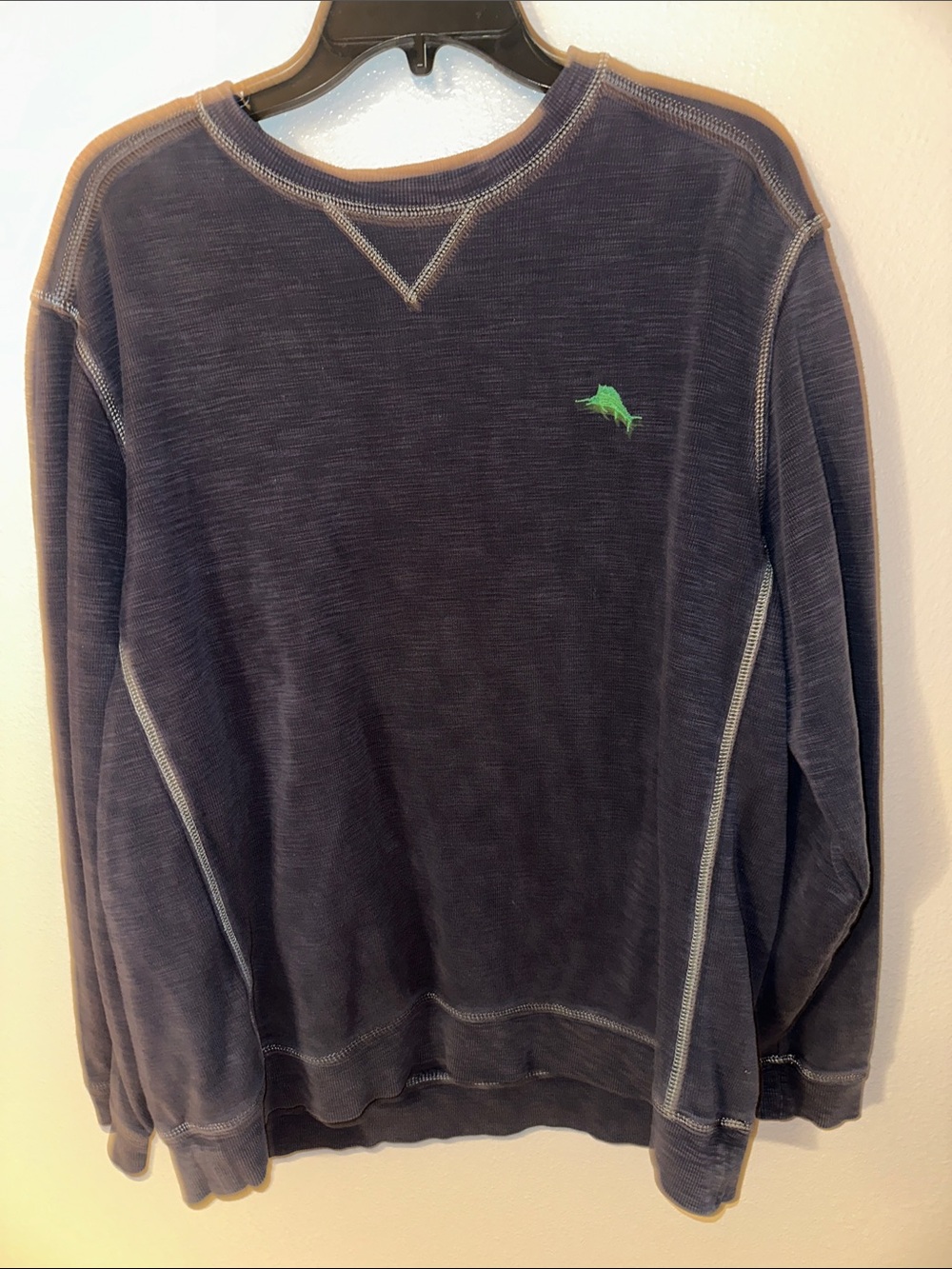 Tommy Bahama Navy Crewneck Sweatshirt with Green Marlin Logo